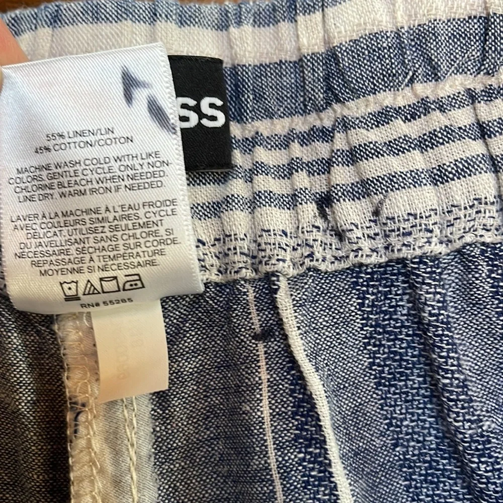 Express striped high rise linen blend wide open slit summer pants - Picture 10 of 10